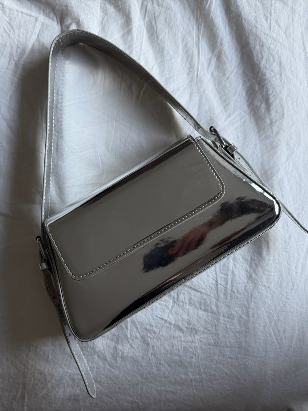 Zara Silver Metallic Shoulder Bag